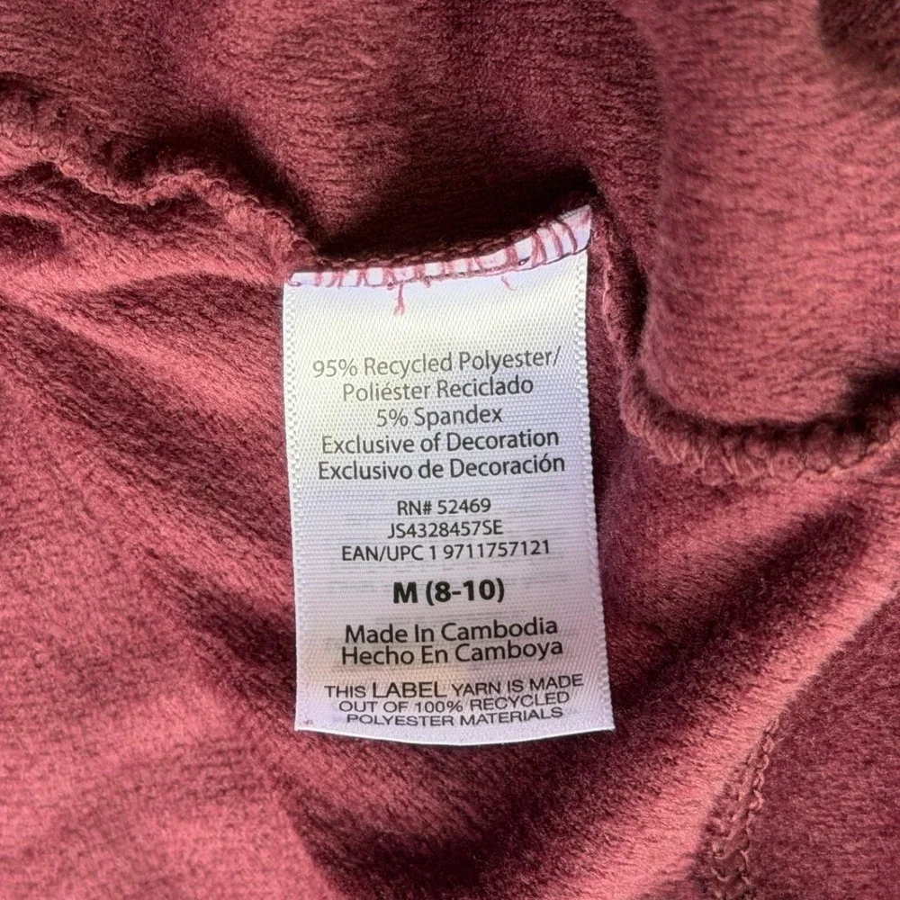Joyspun‎ Womens Burgundy Velvet Wide Leg Lounge Pajama Set Size M 8-10